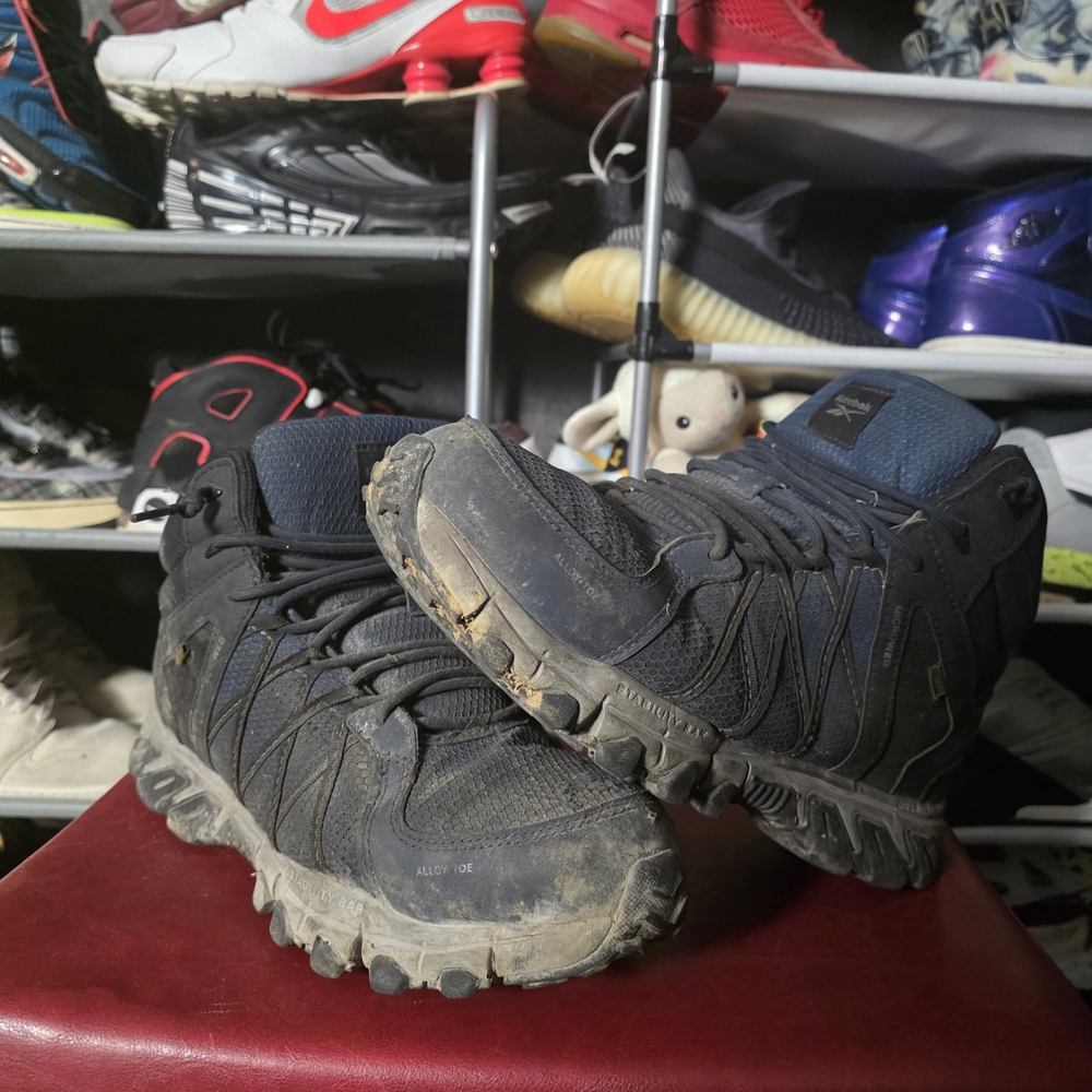 🔥 Reebok Safety Boots Men's Size 10.5 Wide Black and Navy Athletic Trail